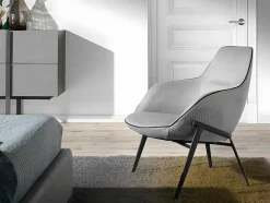 Bancos De Poltrona Estofados Em Tecido Com Tubagem Preta. Pernas 5065