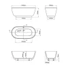 Banheira Clássica Oval 210 L, 150 X 74 X 57 Cm Braco Acrilico - Mobula
