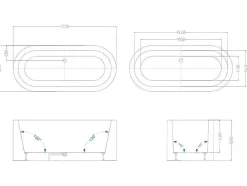 Banheira Clássica Oval 200 L, 170 X 80 X 58 Cm Cor Branca Em Acrilico - Neptuna