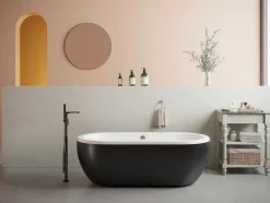 Banheira Clássica Oval 200 L, 170 X 80 X 58 Cm Cor Preta Em Acrilico - Neptuna