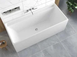 Banheira Clássica Retangular De 280 L Dimensoes 170 X 75 X 60 Cm Cor Branco Em Acrilico - Aspius