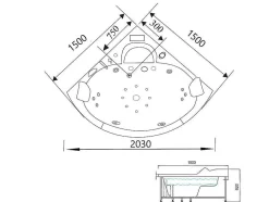 Banheira De Hidromassagem 150 X 150 Cm Cromoterapia 12 Jactos - Mimosa