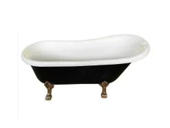 Banheira De Ilha Vintage Preta 170 X 80 Cm Com Pés Dourados Com Torneira - Marigold Noir