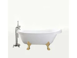 Banheira De Ilha Vintage 170 X 80 Cm Com Pés Dourados E Torneira - Marigold