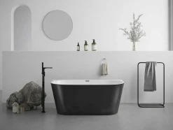 Banheira Semi-Clássica 175 L, 130 X 71,5 X 58 Cm Preta Acrilico - Divina