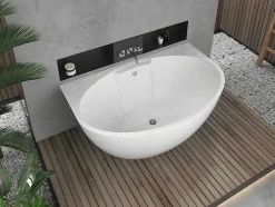 Banheira Semi-Clássica Oval De 197 L Dimensoes 151 X 94 X 60 Cm Cor Branco Em Acrilico - Pagrus