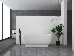 Banheira Semi-Clássica Oval De 240 L, Dimensoes 150 X 76 X 58 Cm Cor Branco Em Acrilico - Vogler