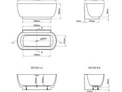 Banheira Semi-Clássica Oval De 240 L, Dimensoes 150 X 76 X 58 Cm Cor Branco Em Acrilico - Vogler