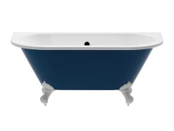 Banheira SemiClássica Retro Com Pés Estilo Pata De Agua, Azul Brilhante, 154 L, 150 X 74 X 61 Cm - Bolisa
