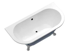 Banheira SemiClássica Retro Com Pés Estilo Pata De Agua, Azul Brilhante, 154 L, 150 X 74 X 61 Cm - Bolisa
