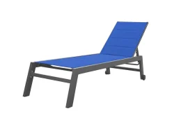 Barbados Espreguiçadeira Em Têxtileno Azul Escuro - Antracite De Aluminio