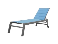 Barbados Espreguiçadeira Em Têxtileno Cinzento-Azul - Aluminio Antracite