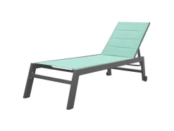 Barbados Espreguiçadeira Em Têxtileno Verde Agua - Antracite De Aluminio