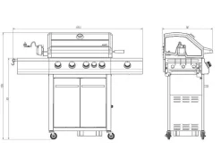 Barbecue A Gas Com 4 Bicos, 1 Fogao Lateral E 1 Assador 148X56X121 Cm - Roasty