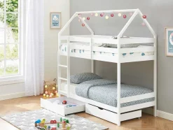Beliche Cabana De 2 X 90 X 190 Cm Com 2 Gavetas Em Pinho Cor Branco - Chori