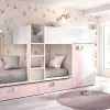 Beliche Com Armário Integrado De 2 X 90 X 190 Cm Cor Branco, Natural E Rosa - Juanito
