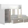 Beliche Com Armário Integrado De 2 X 90 X 190 Cm Cor Branco, Natural E Taupe - Juanito
