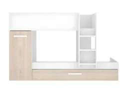 Beliche Com Gaveta Cama Dupla E Com Espacos De Arrumação 3X90X190 Cm Cor Branco E Natural - Anthony