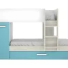 Beliche Com Gaveta Cama Dupla E Com Espacos De Arrumação 3X90X190 Cm Cor Branco, Natural E Azul - Anthony