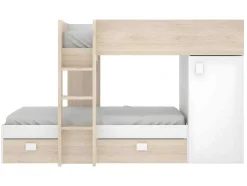 Beliche Reversivel De 2 X 90 X 190 Cm Com Espacos De Arrumação Integrados Cor Carvalho E Branco - Ricardo