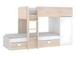 Beliche Reversivel De 2 X 90 X 190 Cm Com Espacos De Arrumação Integrados Cor Carvalho E Branco - Ricardo