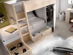 Beliche Reversivel De 2 X 90 X 190 Cm Com Espacos De Arrumação Integrados Cor Carvalho E Branco - Ricardo