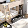 Beliche Reversivel De 2 X 90 X 190 Cm Com Espacos De Arrumação Integrados Cor Carvalho E Antracite - Ricardo