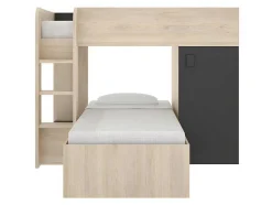 Beliche Reversivel De 2 X 90 X 190 Cm Com Espacos De Arrumação Integrados Cor Carvalho E Antracite + Colchão - Ricardo