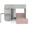 Beliche 2 X 90 X 190 Cm, Com Secretária, Cinzento, Branco E Cor-De-Rosa - Samuel