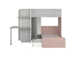 Beliche 2 X 90 X 190 Cm, Com Secretária, Cinzento, Branco E Cor-De-Rosa - Samuel