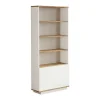 Biblioteca Com 2 Portas E 4 Nichos Natural Claro E Branco - Lotula