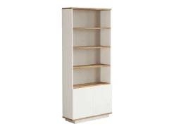 Biblioteca Com 2 Portas E 4 Nichos Natural Claro E Branco - Lotula