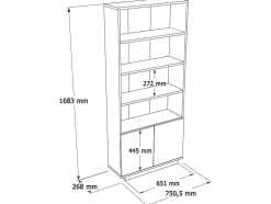 Biblioteca Com 2 Portas E 4 Nichos Natural Claro E Branco - Lotula