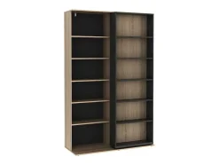 Biblioteca De Correr Com 18 Nichos Natural E Antracite - Prali