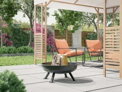 Braseiro De Jardim Redondo Em Aco Rigel - D.56 Cm X A.24 Cm - Preto