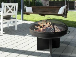 Brasero De Jardin Avec Couvercle En Acier Noir