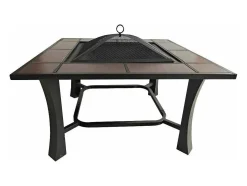 Brasero De Jardin Incluant Un Barbecue En Carreaux De Ceramique Noir