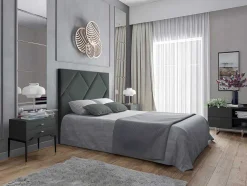 Cabeceira De Cama 160 Cm Em Veludo Cinza - Kandra