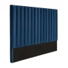Cabeceira De Cama Com Costuras Verticais De 140 Cm Em Veludo Cor Azul-Escuro - Sarah