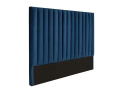 Cabeceira De Cama Com Costuras Verticais De 140 Cm Em Veludo Cor Azul-Escuro - Sarah