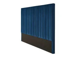 Cabeceira De Cama Com Costuras Verticais De 140 Cm Em Veludo Cor Azul-Escuro - Sarah