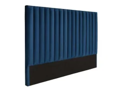 Cabeceira De Cama Com Costuras Verticais De 160 Cm Em Veludo Cor Azul-Escuro - Sarah