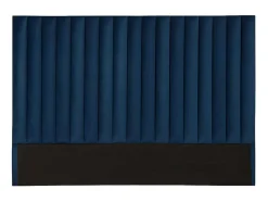 Cabeceira De Cama Com Costuras Verticais De 160 Cm Em Veludo Cor Azul-Escuro - Sarah