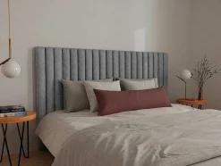 Cabeceira De Cama Com Costuras Verticais 200 Cm Tecido Cinza - Sarah