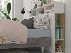 Cabeceira De Cama Com Espacos De Arrumação De 160 Cm Em Branco E Carvalho - Nastia