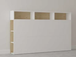 Cabeceira De Cama Com Espacos De Arrumação De 160 Cm Em Branco E Carvalho - Nastia