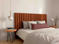 Cabeceira De Cama Costuras Verticais 200 Cm Tecido Terracota - Sarah