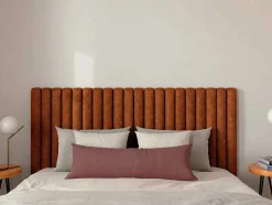 Cabeceira De Cama Costuras Verticais 200 Cm Tecido Terracota - Sarah