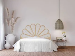 Cabeceira De Cama De 160 Cm Em Rotim Cor Natural - Flosia