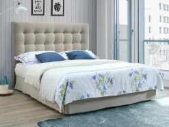 Cabeceira De Cama Estofada Francesco - 140 Cm - Tecido - Bege